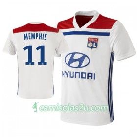Camisolas de Futebol Olympique Lyonnais Memphis Depay 11 Equipamento Principal 2018/19 Manga Curta